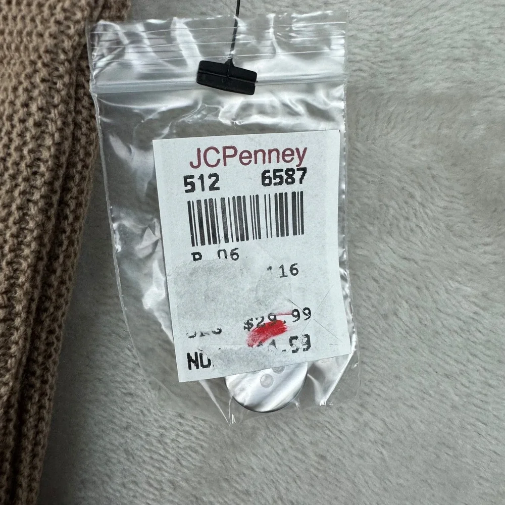 Vintage Towncraft JCPenney Men XL Tan Brown Grunge Prep Cardigan Sweater NWT